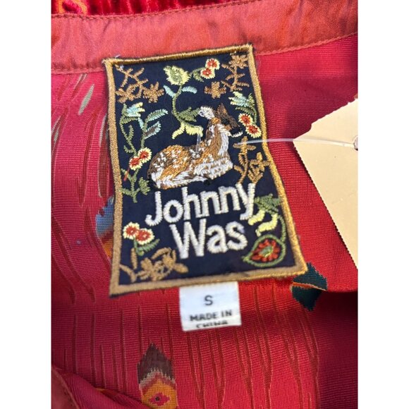 Johnny Was Red Velvet Button-Up Blouse S - Picture 6 of 7